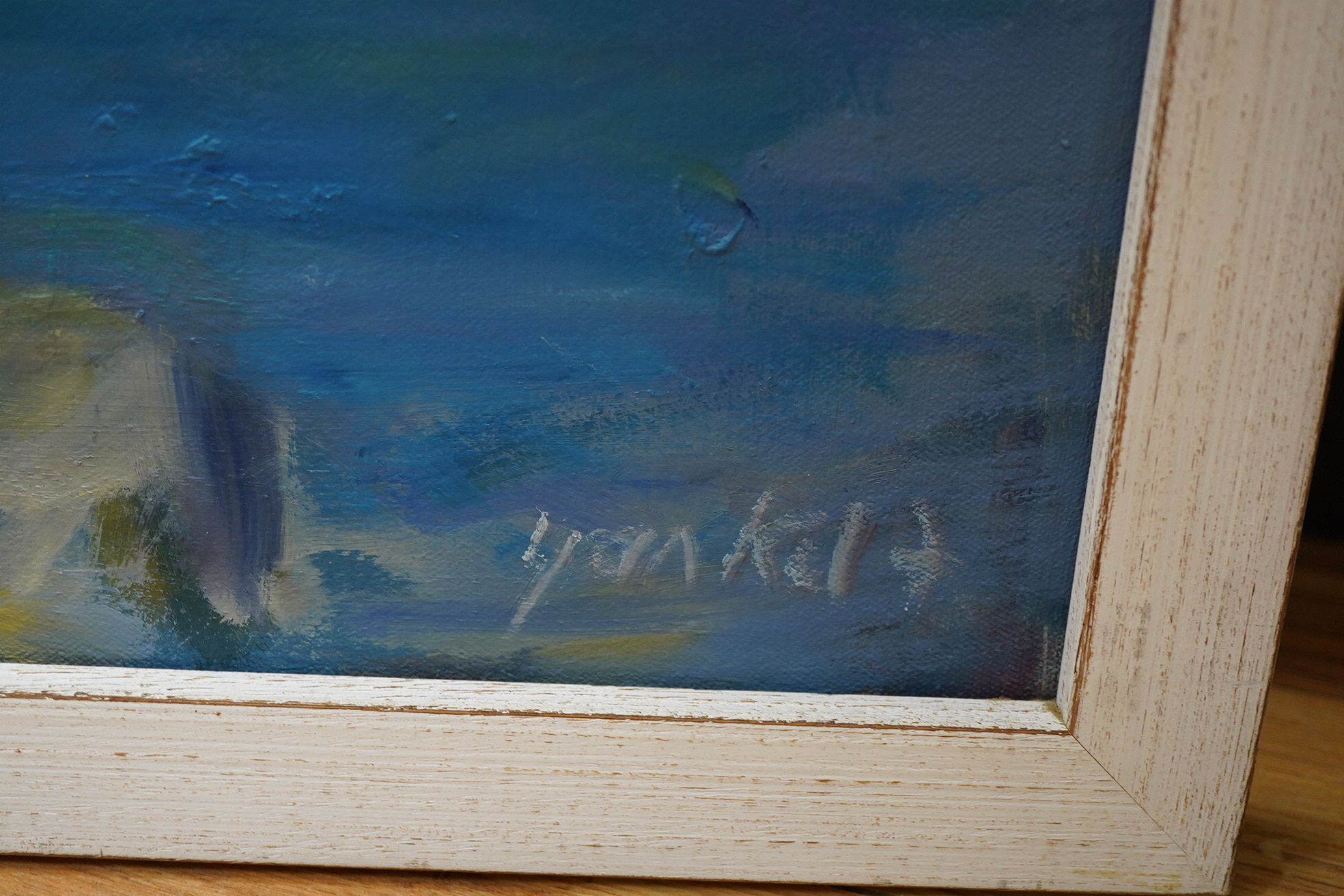 Yankel Feather (1920-2009), 'Marooned', indistinctly signed, inscribed and dated 2002 verso, oil on canvas, 44 x 44cm